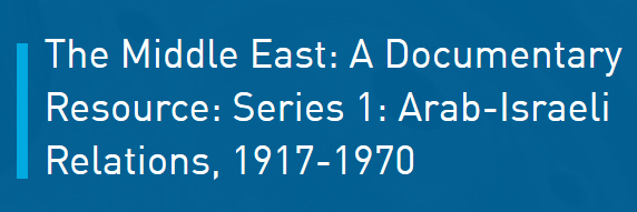 Arab-Israeli Relations, 1917-1970
